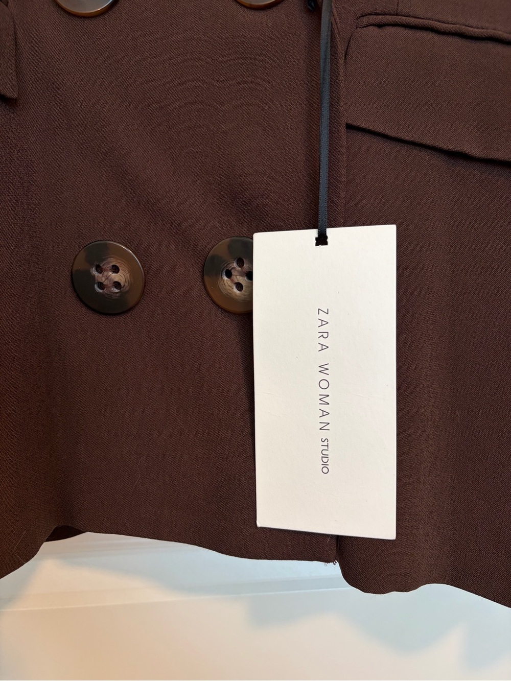 Zara Chocolate Brown Double-Breasted Blazer - Picture 2 of 6